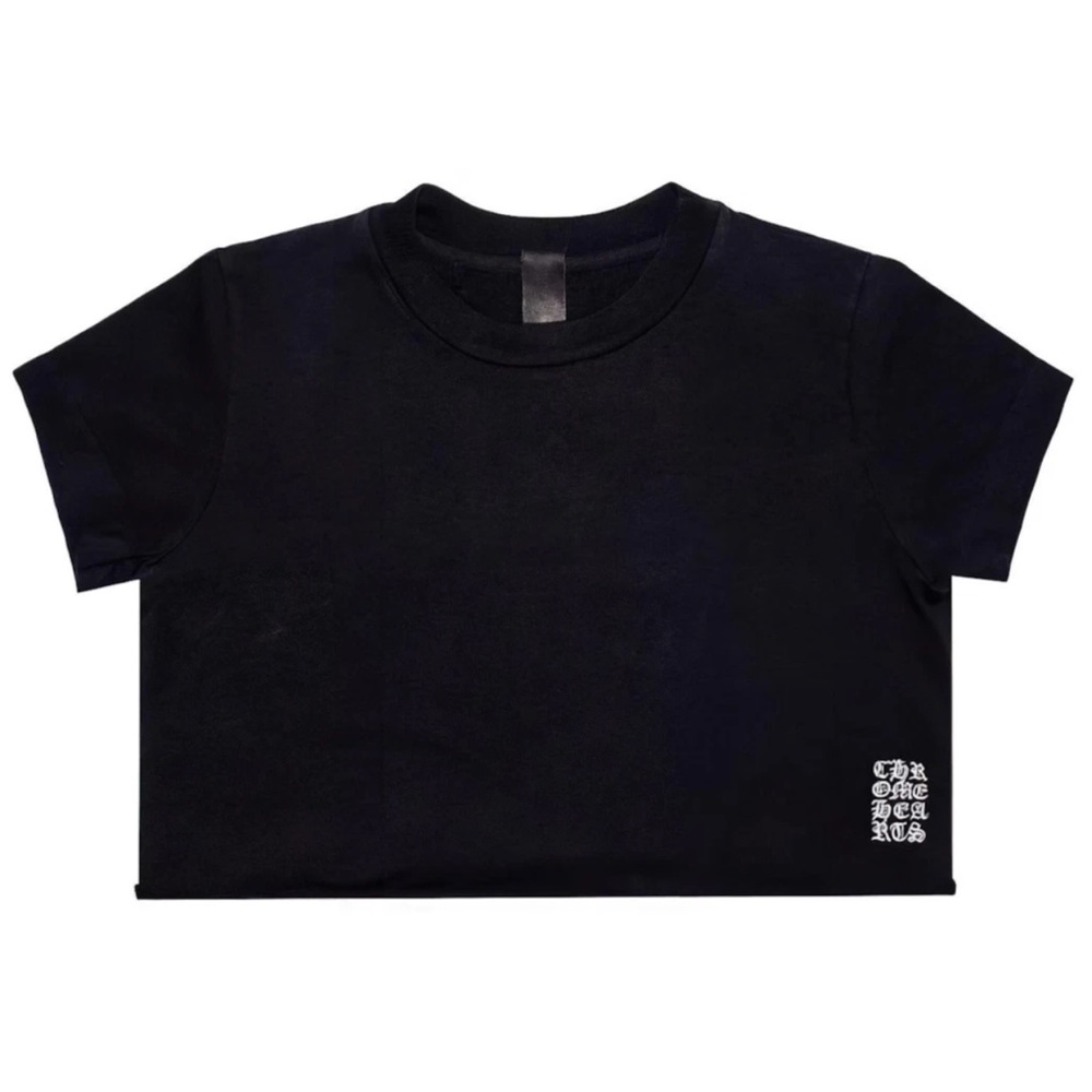 Chrome Hearts Script Logo Black Short Sleeve Cotton Cropped T Shirt Tee Small S